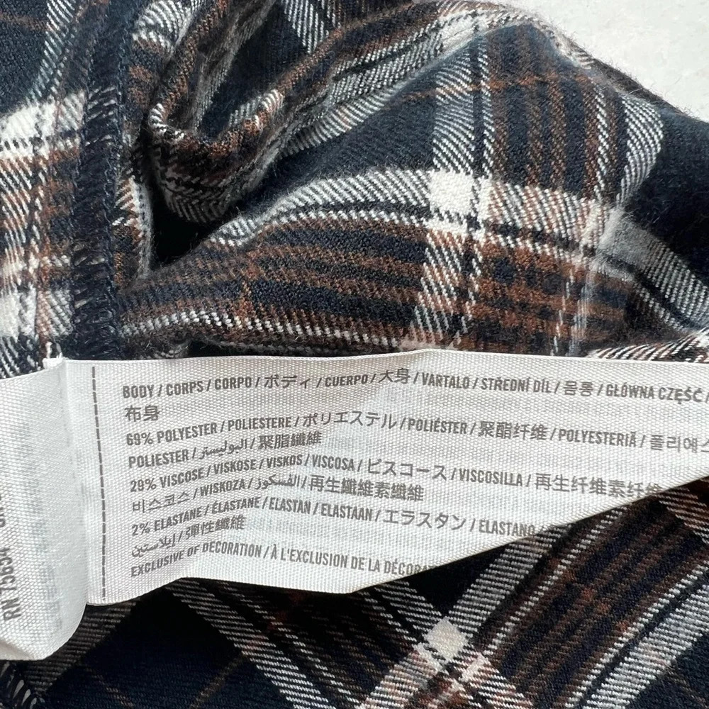 Hollister Ultra High-Rise Black Brown White Plaid Pleated Mini Skirt Size Small - Picture 8 of 8